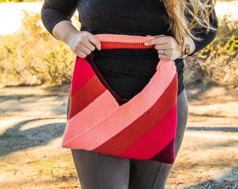 Crochet Pattern: Thick Origami Bag - using the Thermal Stitch * Sturdy and Ombre Colors