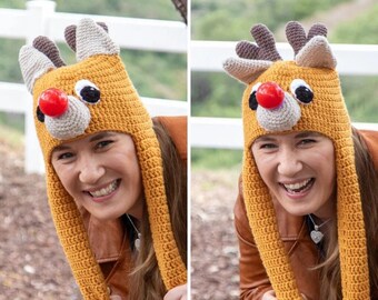 Crochet REINDEER HAT with MOVEABLE Ears Pattern | Christmas Crochet Hat | Reindeer Hat Pattern | Moving Ears Hat | Crochet Christmas Gifts