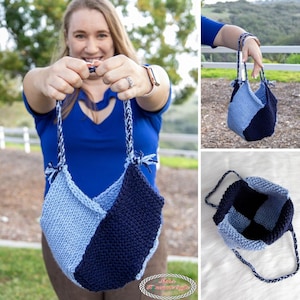 Tunisian CROCHET PATTERN: Small Windmill Bag for WIP Projects image 1