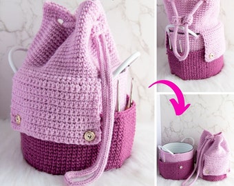 2 in 1 Crochet Yarn Storage Bucket Pattern | Crochet Bag Pattern | Crochet Basket Pattern | Crochet Hook Storage | Multi-Purpose Crochet Bag