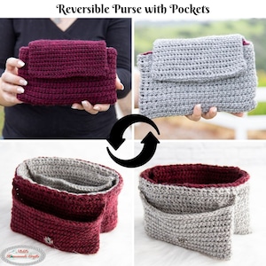 Reversible CROCHET PURSE PATTERN | Reversible Crochet Clutch | Reversible Crochet Pouch | Reversible Crochet Bag | Hidden Crochet Pockets