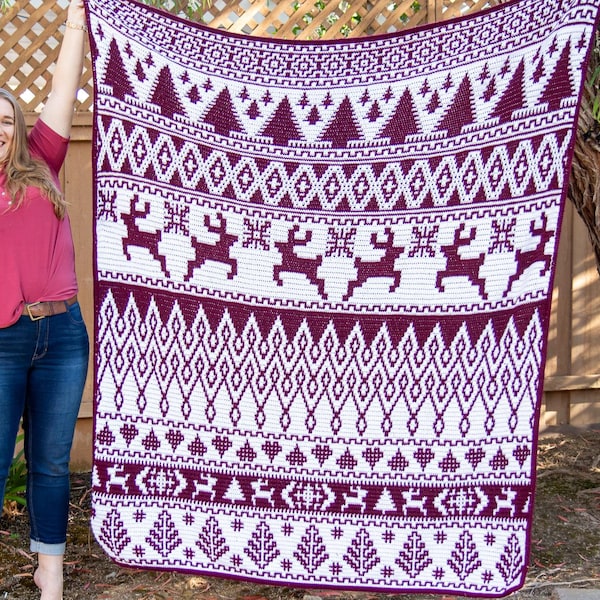 Christmas BLANKET Mosaic CROCHET PATTERN | Crochet Blanket Pattern | Christmas Blanket Crochet Pattern | Mosaic Crochet Pattern