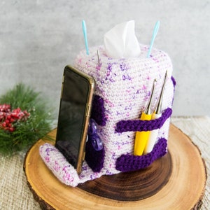 CROCHET TISSUE BOX Cover Pattern | Crochet Organizer | Crafter&#39;s Buddy Tissue Box Cover