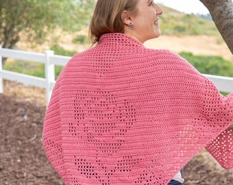 Rose Filet Crochet Shawl Pattern | Advanced Beginner Crochet Wrap Pattern | Shawl Pattern for Women with Learn Filet Crochet Tutorial