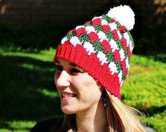 CROCHET HAT PATTERN | Women's Hat Pattern | Crochet Winter Hat | Pom Pom Hat Pattern | Crochet Beanie Pattern