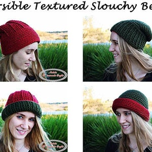 Slouchy Beanie CROCHET PATTERN Women's Hat Pattern Crochet Pom Pom Hat Crochet Beanie Pattern Easy Crochet Hat image 1