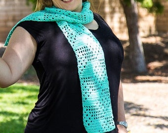 Filet Crochet Scarf Pattern with 3D Cubes | Easy Crochet Scarf Pattern | Beginner Scarf Crochet Pattern | Scarf Pattern Women