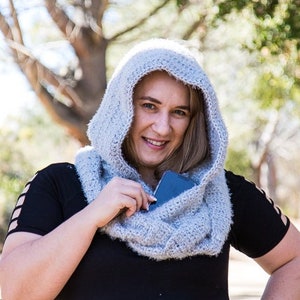 Crochet Pattern / Hooded Infinity Scarf with Pockets image 1