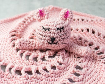 Lovey crochet pattern, baby lovey, crochet animal lovey, crochet kitten, crochet kitten gift, crochet patterns for baby shower favors