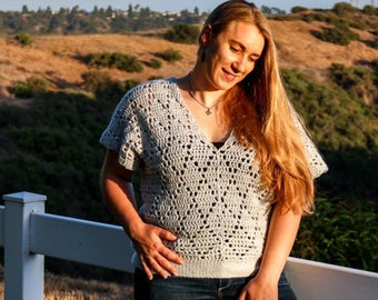 MODELLO TOP ALL'UNCINETTO / Top all'uncinetto da donna / Top modello all'uncinetto Boho / Top con scollo a V a rombi