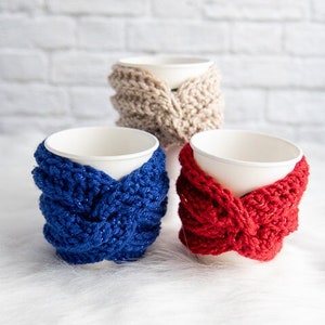 PDF Twisted Crochet Cup Cozy PATTERN| Patriotic Crochet Mug Cozies | Easy Crochet Pattern | Linked Crochet Pattern