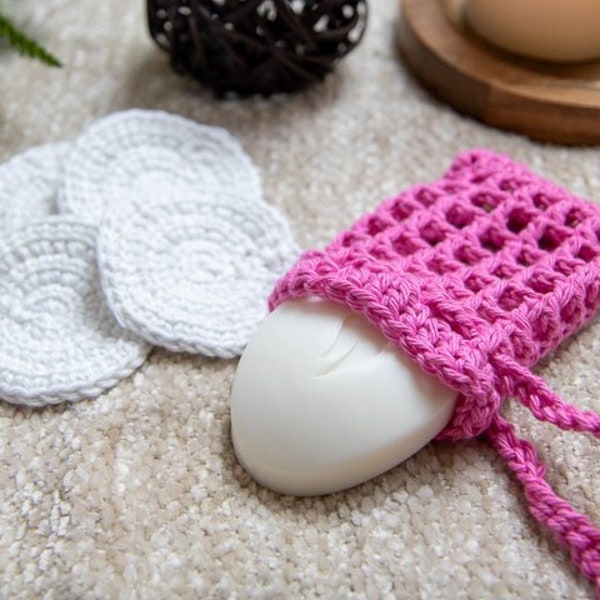 CROCHET SCRUBBIES with SOAP Bag Pattern | Crochet Face Scrubbies | Crochet Soap Saver | Spa Gifts | Crochet Christmas Gifts