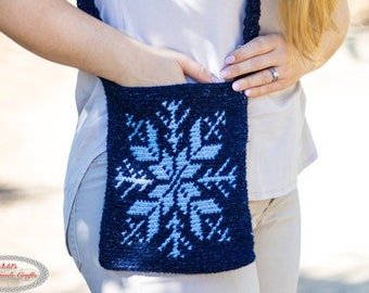 CROCHET BAG PATTERN | Snowflake Tapestry Crochet Pattern | Crochet Crossbody Bag | Crochet Snowflake | Crochet Shoulder Bag