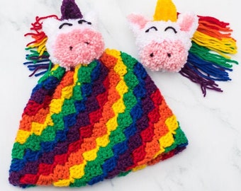 Unicorn Hat CROCHET PATTERN | Pom Pom Hat | Crochet Unicorn | Girl Beanie Pattern | Rainbow Hat Pattern | Corner to Corner Crochet