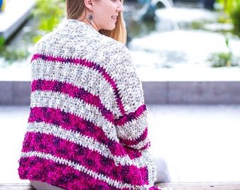 Crochet Pattern: Striped Velvet Cardigan