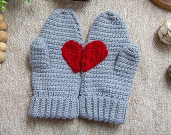 CROCHET Half HEART MITTENS Pattern | Crochet Mittens for Woman | Crochet Mittens for Kids | Heart Mittens | Crochet Christmas Gifts