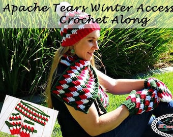 CROCHET EBOOK: Apache Tears Hat, Scarf, Cowl and Mittens | Crochet Beanie Pattern | Crochet Cowl Pattern | Crochet Mittens Pattern
