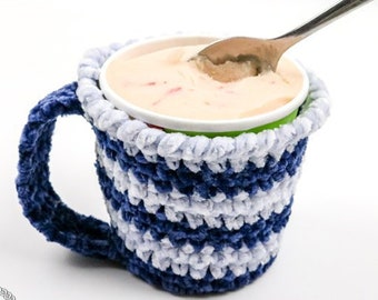 Crochet Pattern: Ice Cream Cozy made with Velvet Yarn *sorbet