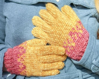 Crochet Pattern: Knit-like Gloves with Flying Hearts