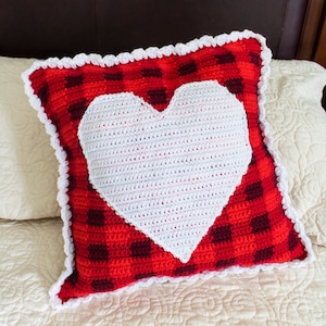 CROCHET PILLOW PATTERN Pillow Cover Pattern Crochet Heart Crochet Home Decor Throw Pillow Pattern image 1