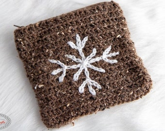 Snowflake Crochet Pouch Pattern | Crochet Zipper Pouch | Crochet Pouch Bag | Zippered Crochet Bag Pattern