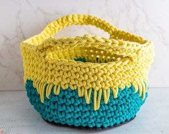 CROCHET PATTERN \ Spring Basket - Crochet Basket Pattern - Easter Basket Pattern - Crochet Basket with Handles