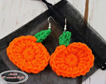 CROCHET PATTERN: Mini Pumpkin Earrings *Halloween *adult *teen *decoration *diy *video tutorial