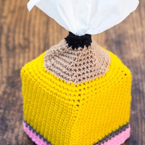 Crochet Pattern: Pencil Tissue Box Cover Perfect for Teachers, Students and Back To School image 4