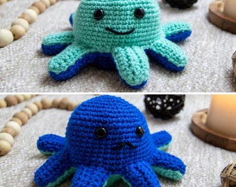 REVERSIBLE OCTOPUS Crochet MOOD Toy | Octopus Crochet Pattern | Octopus Amigurumi | Crochet Sensory Toys | Crochet Christmas Gifts