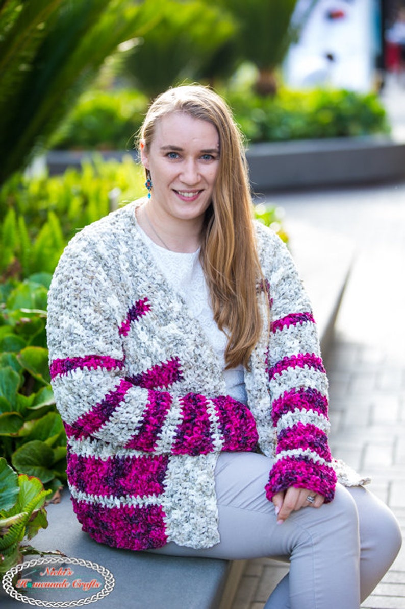 Crochet Pattern: Striped Velvet Cardigan image 7