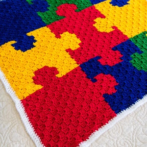 CROCHET PUZZLE BLANKET Crochet Baby Blanket Crochet Play Mat Crochet Play Rug Crochet Throw Blanket Corner to Corner Baby Blanket image 4