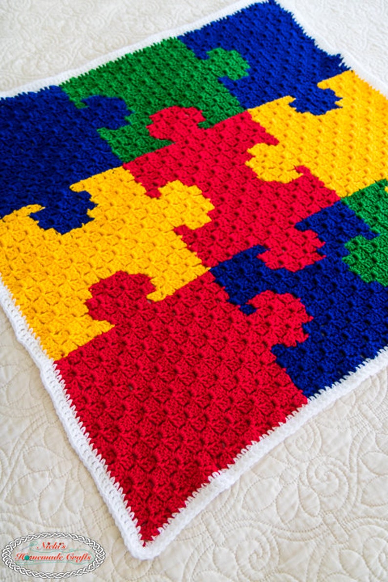 CROCHET PUZZLE BLANKET Crochet Baby Blanket Crochet Play Mat Crochet Play Rug Crochet Throw Blanket Corner to Corner Baby Blanket image 4