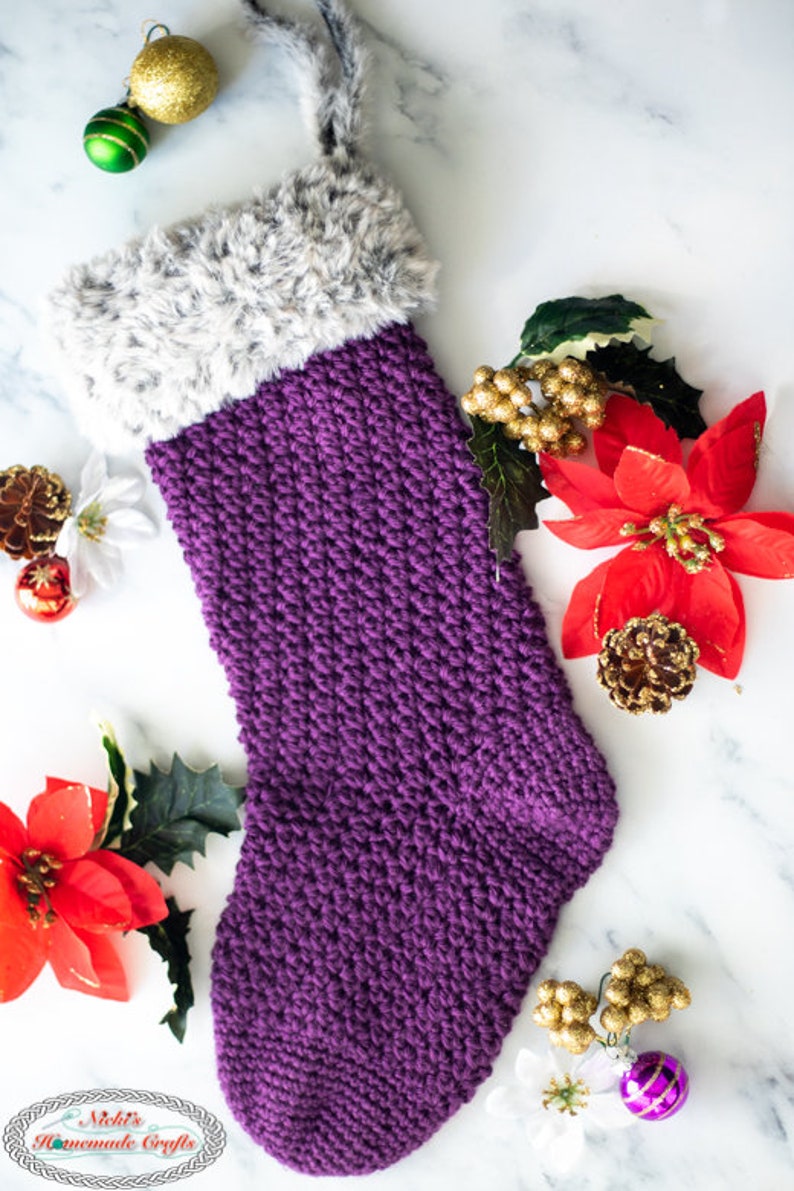 Christmas Stocking CROCHET PATTERN Crochet Stocking Pattern Easy Crochet Pattern Crochet Holiday Stocking image 4