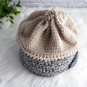 Multi-Reversible BASKET CROCHET PATTERN Crochet Basket with Pockets Crochet Basket with Drawstring image 6