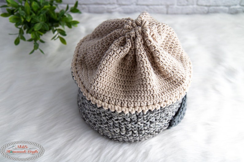 Multi-Reversible BASKET CROCHET PATTERN Crochet Basket with Pockets Crochet Basket with Drawstring zdjęcie 6