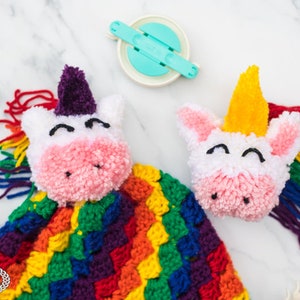 Unicorn Hat CROCHET PATTERN Pom Pom Hat Crochet Unicorn Girl Beanie Pattern Rainbow Hat Pattern Corner to Corner Crochet image 3