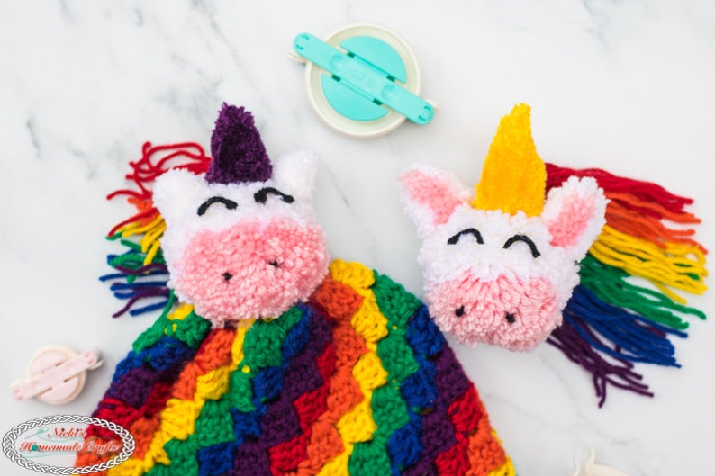 Unicorn Hat CROCHET PATTERN Pom Pom Hat Crochet Unicorn Girl Beanie Pattern Rainbow Hat Pattern Corner to Corner Crochet image 3