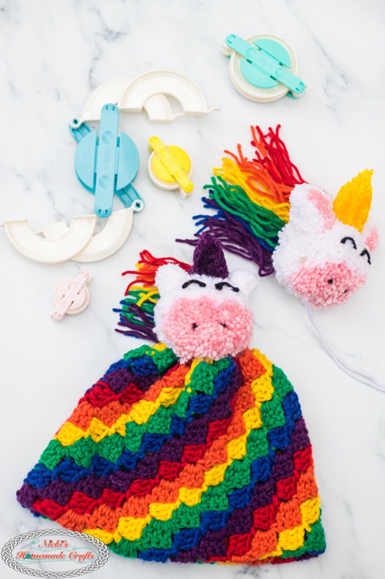 Unicorn Hat CROCHET PATTERN Pom Pom Hat Crochet Unicorn Girl Beanie Pattern Rainbow Hat Pattern Corner to Corner Crochet image 7