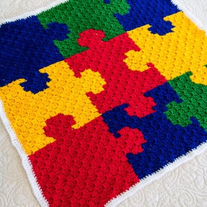 CROCHET PUZZLE BLANKET Crochet Baby Blanket Crochet Play Mat Crochet Play Rug Crochet Throw Blanket Corner to Corner Baby Blanket image 3