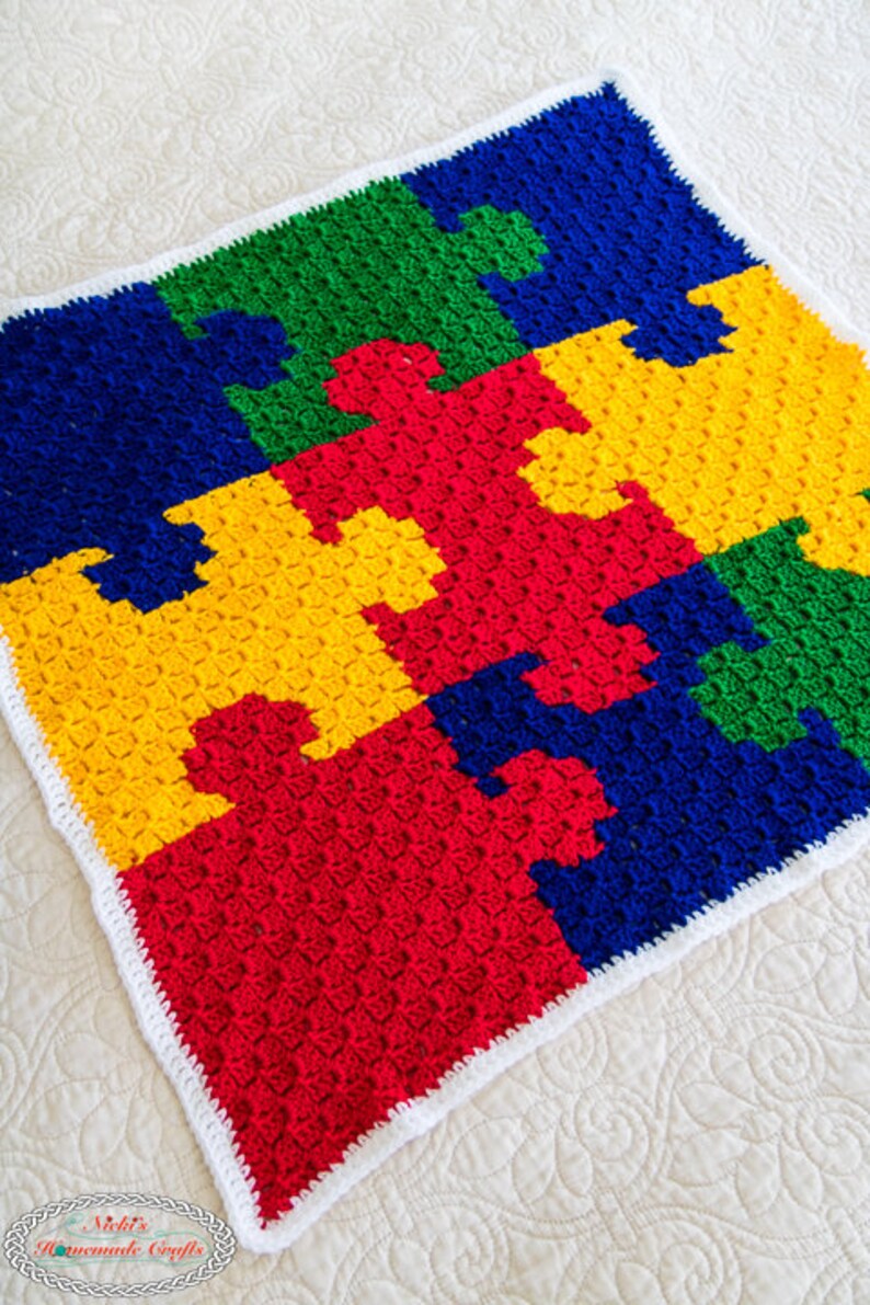 CROCHET PUZZLE BLANKET Crochet Baby Blanket Crochet Play Mat Crochet Play Rug Crochet Throw Blanket Corner to Corner Baby Blanket image 3