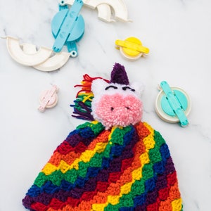 Unicorn Hat CROCHET PATTERN Pom Pom Hat Crochet Unicorn Girl Beanie Pattern Rainbow Hat Pattern Corner to Corner Crochet image 2