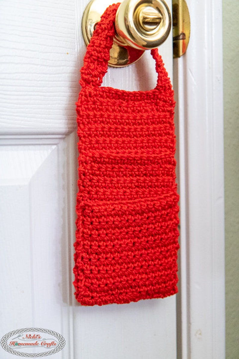 Crochet Door Organizer Pockets Pattern Crochet Door Knob Organizer Bag Crochet Door Hanger Crochet Organizer Pattern Crochet Storage image 3