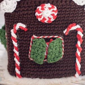 CROCHET PATTERN: Gingerbread House Tissue Box Cover Christmas Holidays Decor image 3