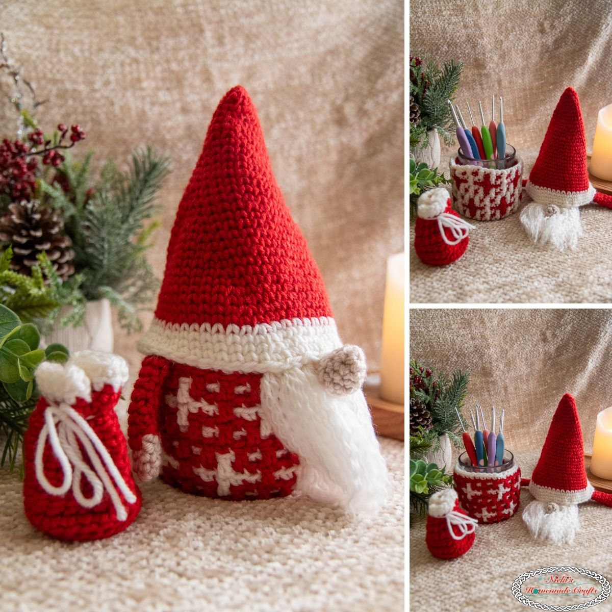 39 Christmas Gnome Crochet Patterns for Cozy Holiday Decorating 10 Reversible Mosaic Crochet Gnome Crochet Christmas Gnome