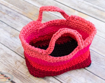 CROCHET BAG PATTERN | Crochet T-Shirt Yarn Bag | Crochet Project Bag | Easy Crochet | Quick Crochet Project