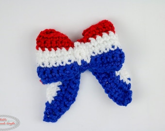 Crochet Pattern: Striped Bow *solid color also available *4th of July *independence *American flag
