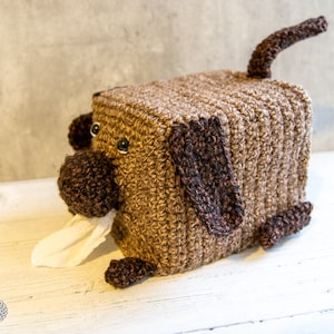 Dog Tissue Box Cover CROCHET PATTERN Crochet Dog Pattern Crochet Tissue Box Cover Crochet Tissue Holder image 3