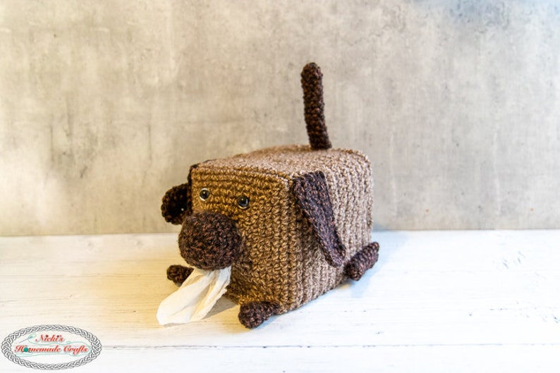 Dog Tissue Box Cover CROCHET PATTERN Crochet Dog Pattern Crochet Tissue Box Cover Crochet Tissue Holder image 5