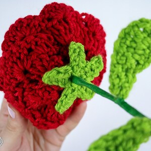 Crochet Pattern: ROSE with Wired Stem and Leaves Love, Valentine's Day, Flower, Heart, Wedding, Birthday image 5