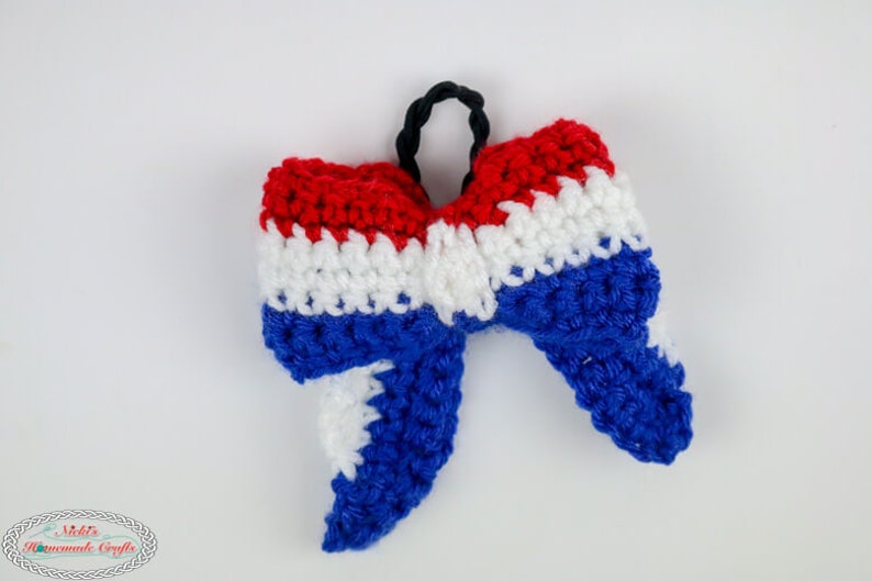 Crochet Pattern: Striped Bow *solid Color Also Available *4th of July ...